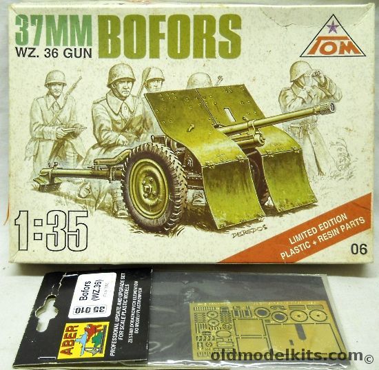 Tom 1/35 37mm Bofors WZ.36 Anti-Tank Gun Plus Aber PE Set And Resin Wheels, 06 plastic model kit